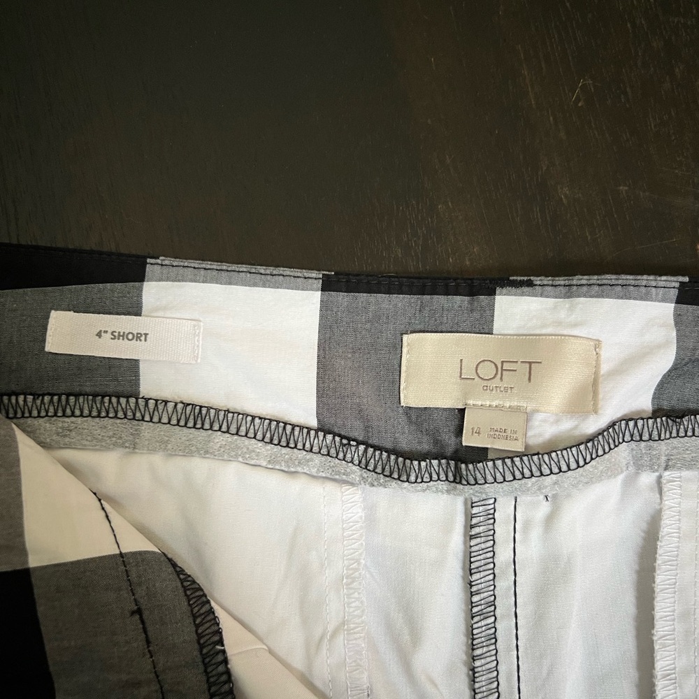 Loft Black and White Plaid Shorts size 14 - Picture 2 of 5